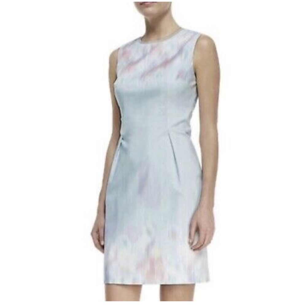 ELIE TAHARI SKY BLUE WATERCOLOR PASTEL GARDEN HOLLY SHEATH DRESS 👗 - Picture 2 of 6